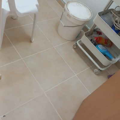 דליים, עגלת כלים, חומרי ניקוי וחוטים