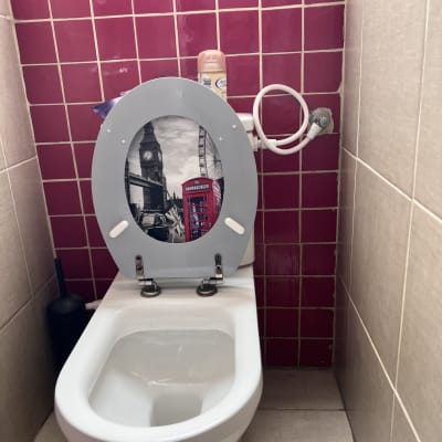אסלה עם מושב מעוצב ותמונת לונדון