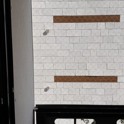 רשת יונים מותקנת על קיר חיצוני