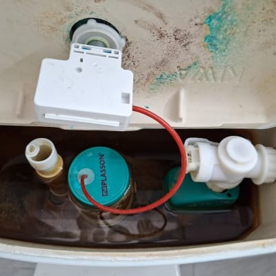 מיכל הדחה עם חלקים פנימיים של אסלה