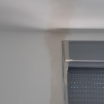 קיר צבוע חלקית ליד חלון עם תריסים