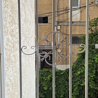 סורגי מתכת עם עיטורים על חלון