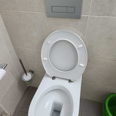 אסלה עם מברשת ניקוי וסבון תלוי