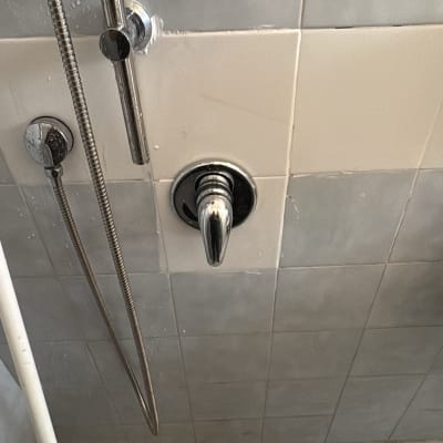 מקלחת עם ברז וכפתור מים