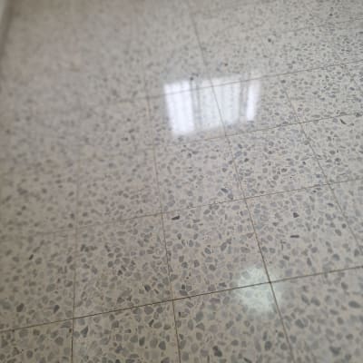 ריצוף טרצו מבריק ונקי לאחר עבודת פוליש והברקה