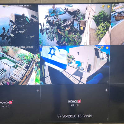 תצוגת מצלמות אבטחה עם מספר זוויות שונות