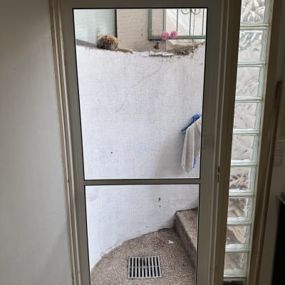 דלת אלומיניום עם רשת וחלון זכוכית