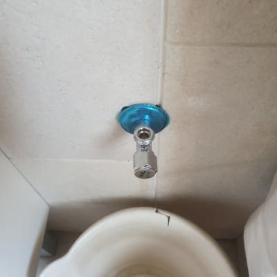 ברז מים מותקן על קיר עם דלי מתחתיו