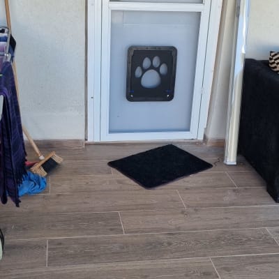 דלת אלומיניום עם פתח לחיות מחמד