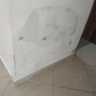 קיר עם קילופי צבע ותיקונים