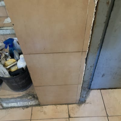 דלי עם חומרי ניקוי ומגב על רצפה מלוכלכת