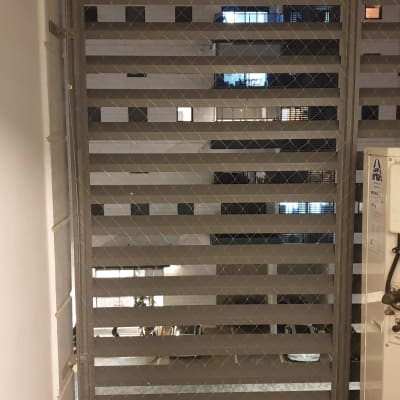 רשת מתכת על חלון למניעת כניסת יונים