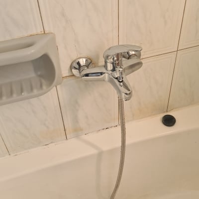 ברז אמבטיה עם צינור מקלחת וכפתור