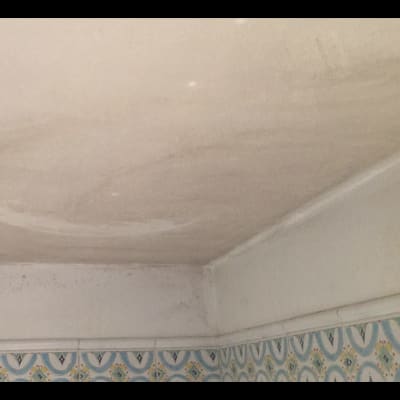 תקרה עם סימני רטיבות וצבע מתקלף