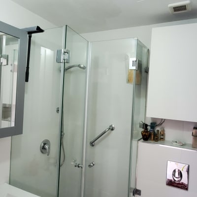 Bath cabinets and hardware in 2 baths