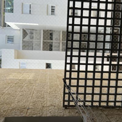 רשת מתכת על חלון למניעת כניסת יונים