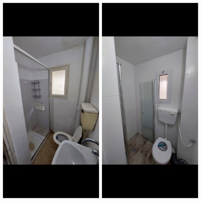 שיפוץ חדר אמבטיה עם מקלחון חדש וקירות צבועים