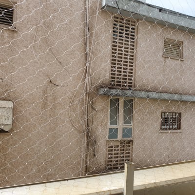 רשת למניעת כניסת יונים על רקע בניין