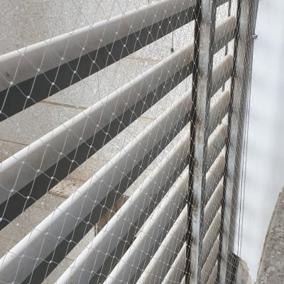 רשת מתכת מותקנת על תריסים למניעת כניסת יונים