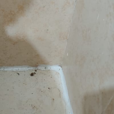 פינת קיר עם אריחים ולכלוך על הרצפה