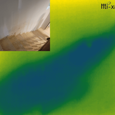 תמונה תרמית של קיר עם סימני רטיבות