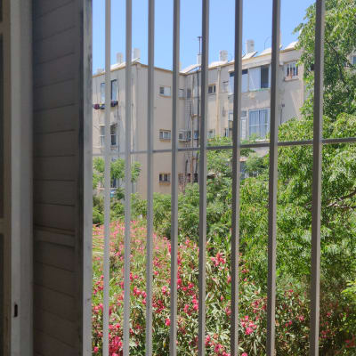 סורגי מתכת לבנים בחלון פתוח