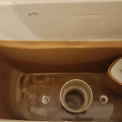 מיכל הדחה עם מנגנון פנימי וחלודה