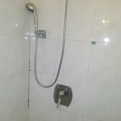 ברז מקלחת עם ראש מקלחת וצינור מתכת