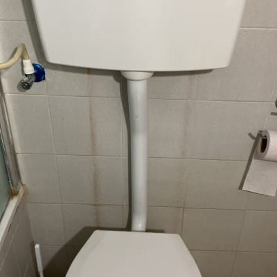 אסלה עם מיכל הדחה ומברשת ניקוי