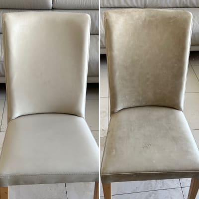 שני כיסאות לפני ואחרי ניקוי, הבדל בניקיון