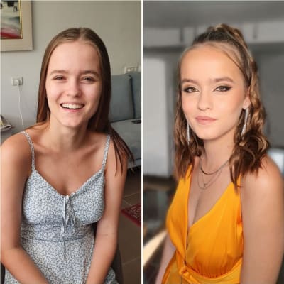 איפור עיניים דרמטי ושיער גלי אסוף