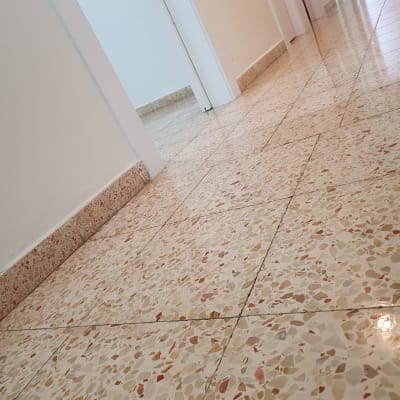 רצפה נקייה ומבריקה במסדרון ביתי