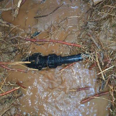 צינור שחור עם מחבר במים בוציים