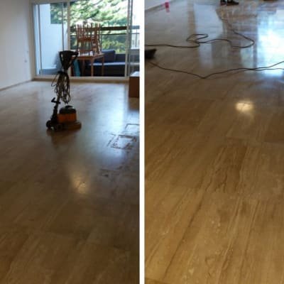 מכונת פוליש על רצפה מבריקה עם כבלים