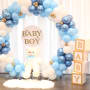 קשת בלונים כחולים ולבנים עם דובי ולבני BABY