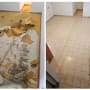 רצפה לפני ואחרי ניקוי והסרת שטיח