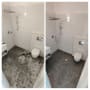 חדר אמבטיה לפני ואחרי ניקוי, רצפה מלוכלכת ונקייה