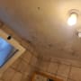 תקרה עם כתמי עובש ליד מנורה בחדר אמבטיה