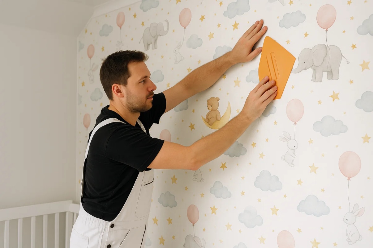 הדבקת טפט בחדר הילדים
