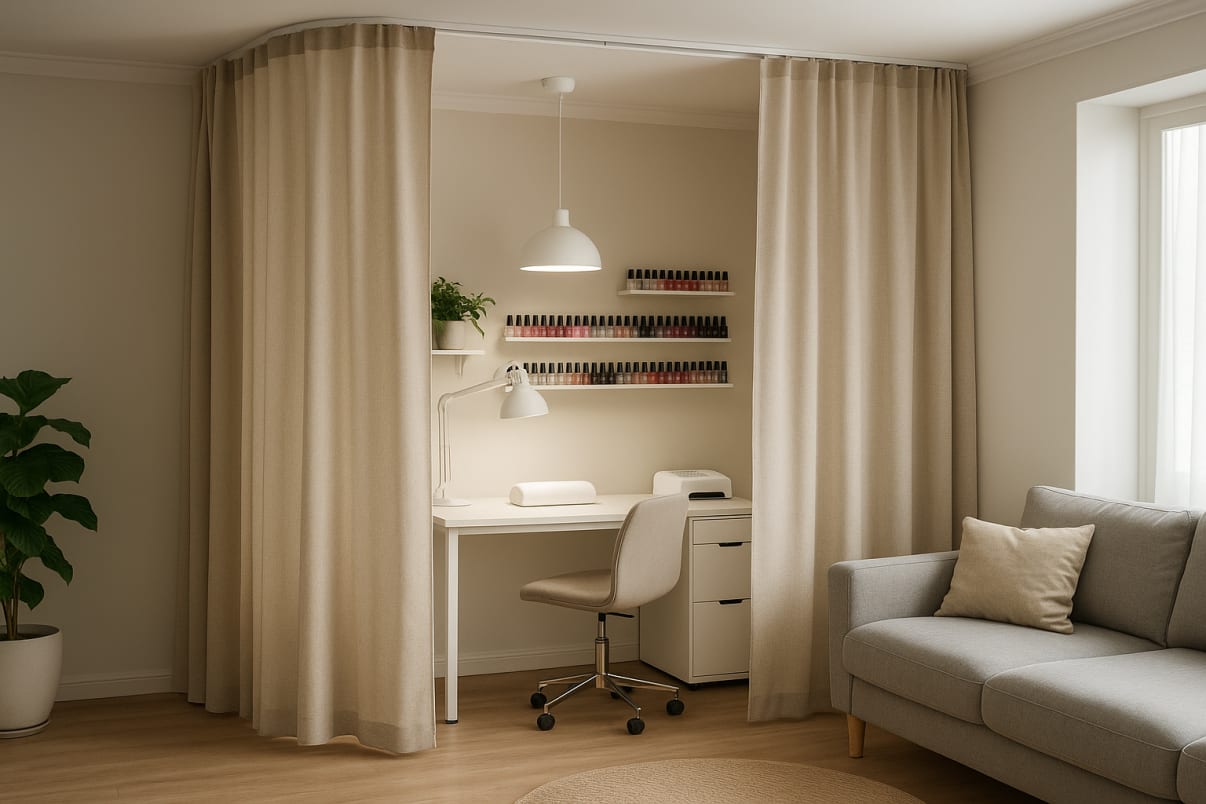 וילון הסטה עם מסילה מעוגלת קליניקה ביתית