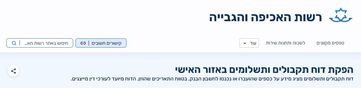 דיווח תקבולים דיווח תקבולים
