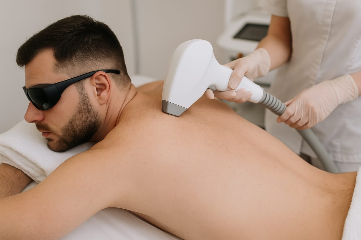 גבר בטיפול לייזר