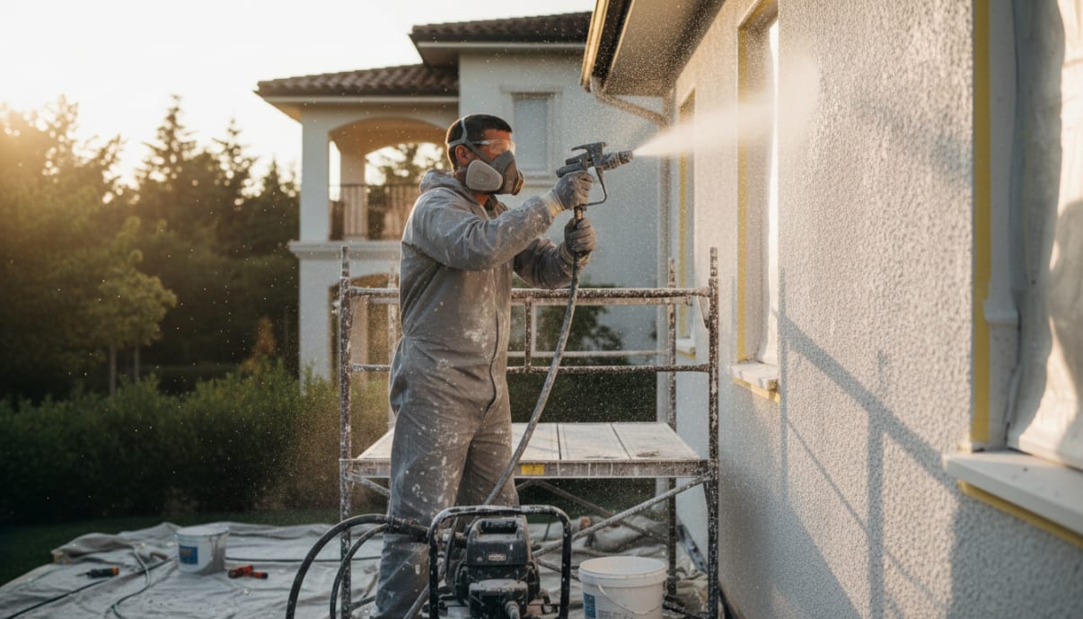 צביעת קיר שפריץ בהתזה