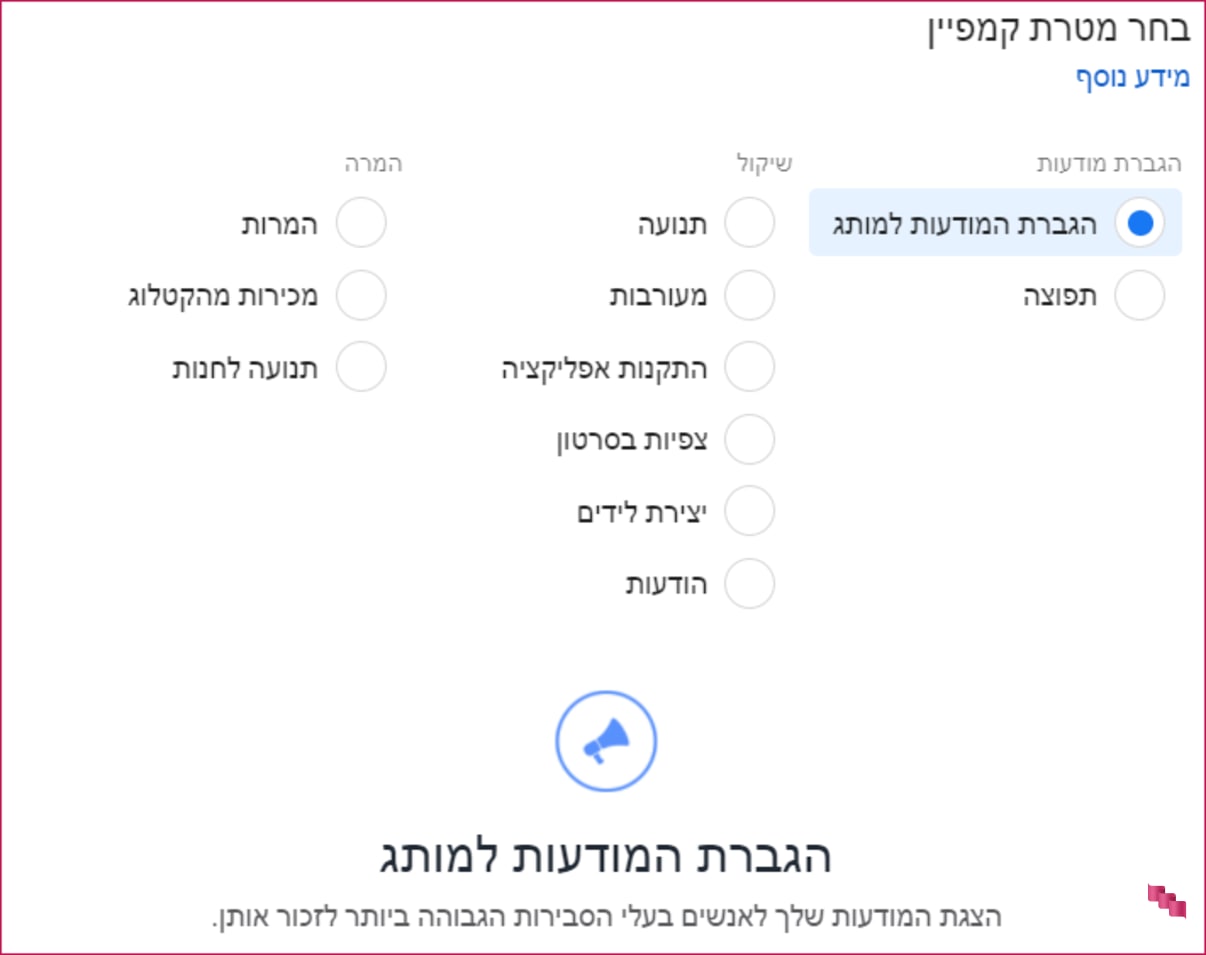 פרסום בפייסבוק - קמפיין מודעות  פרסום בפייסבוק - קמפיין מודעות