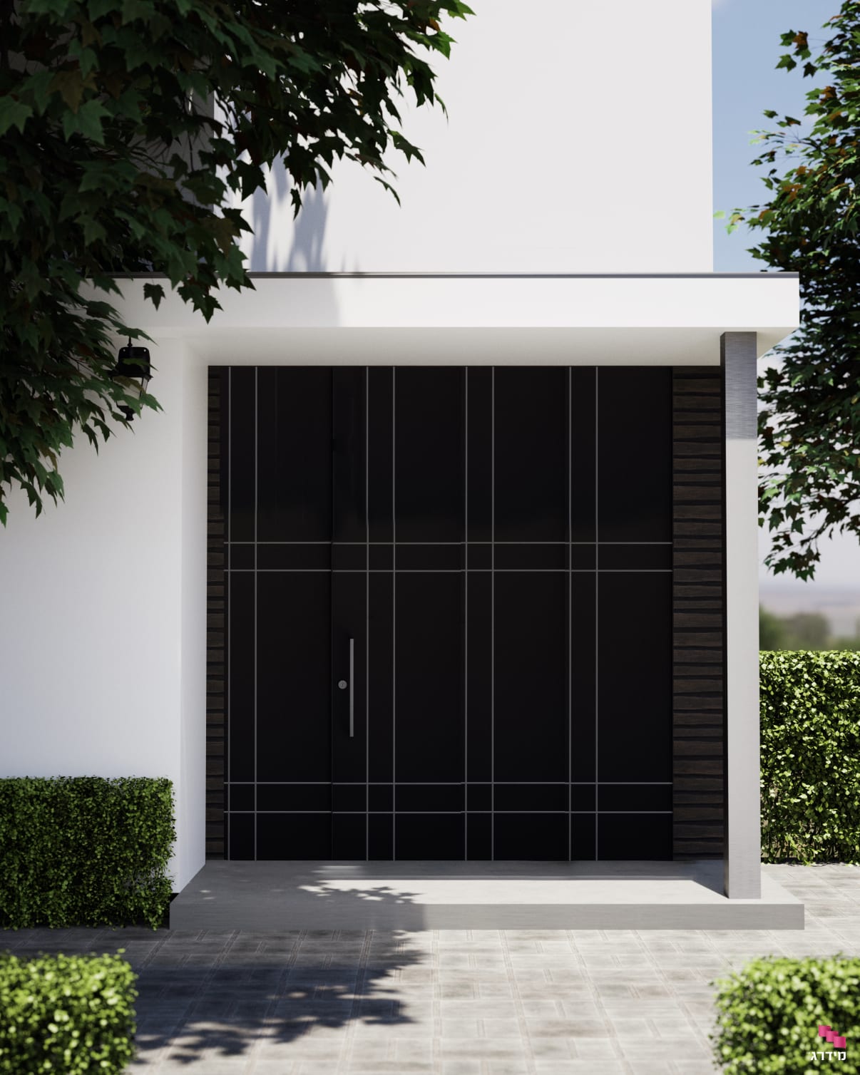 דלת קו אפס עם חיפוי אלומיניום גיאומטרי