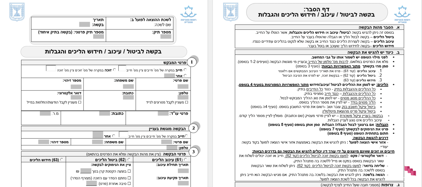 טופס בקשה ביטול צו עיכוב יציאה מהארץ טופס בקשה ביטול צו עיכוב יציאה מהארץ