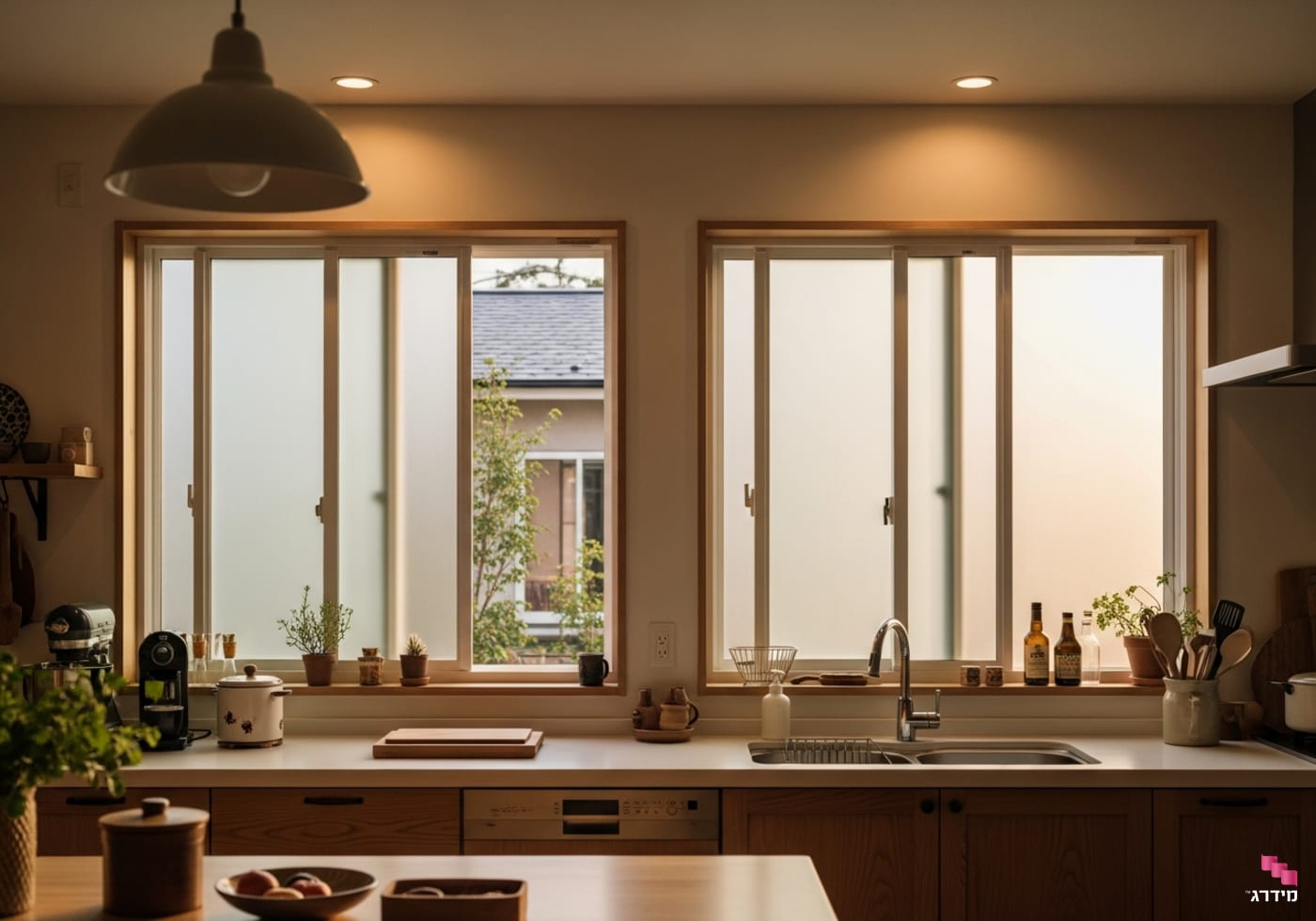 זכוכית חלבית בחלון מטבח זכוכית חלבית בחלון מטבח