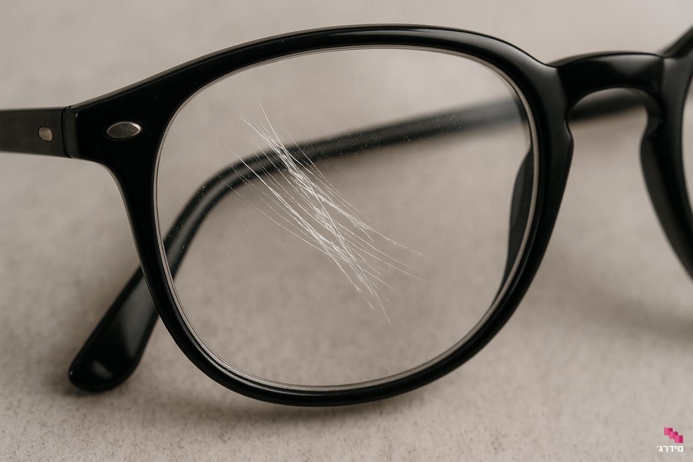 משקפיים עם עדשה שרוטה