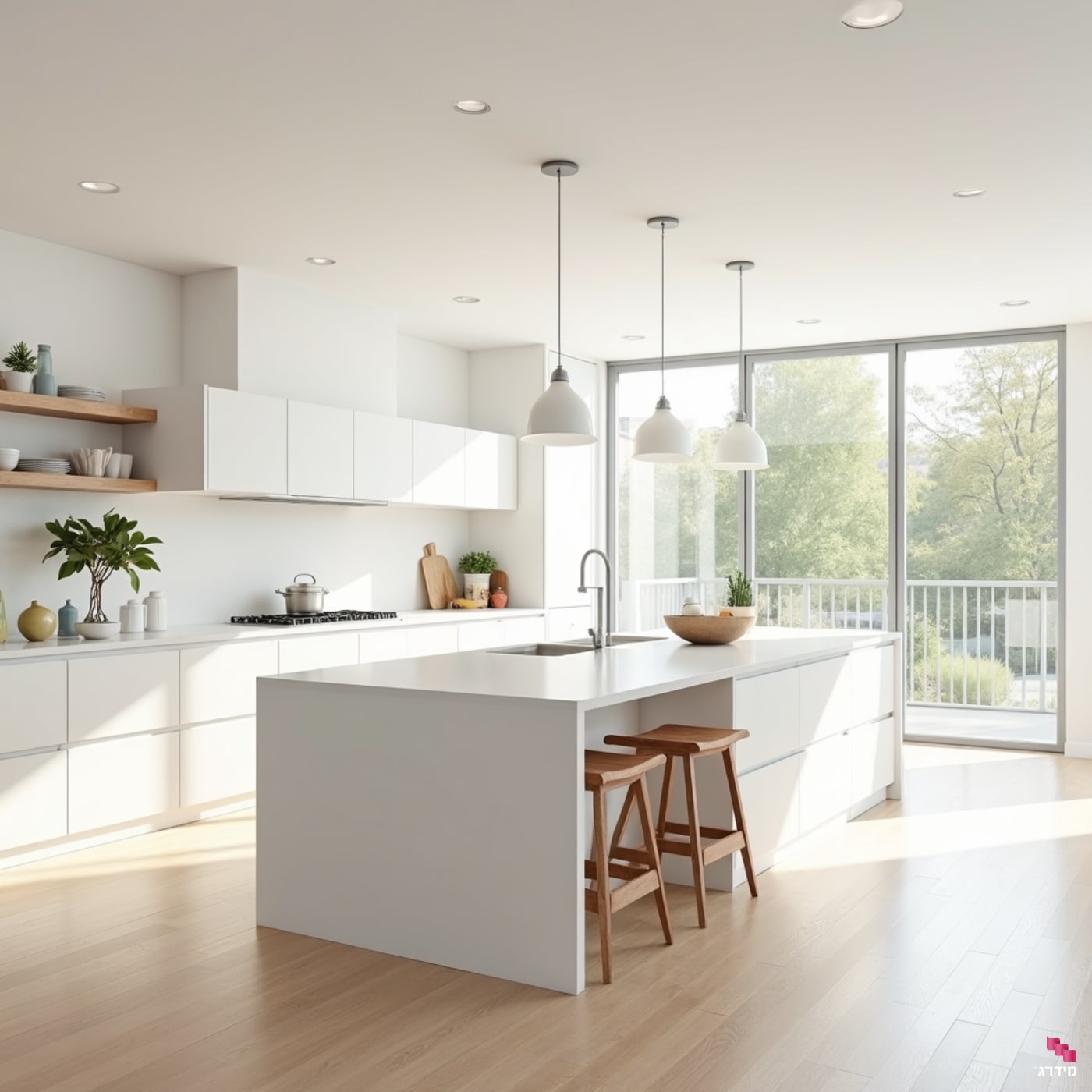 מטבח עם אי גדול