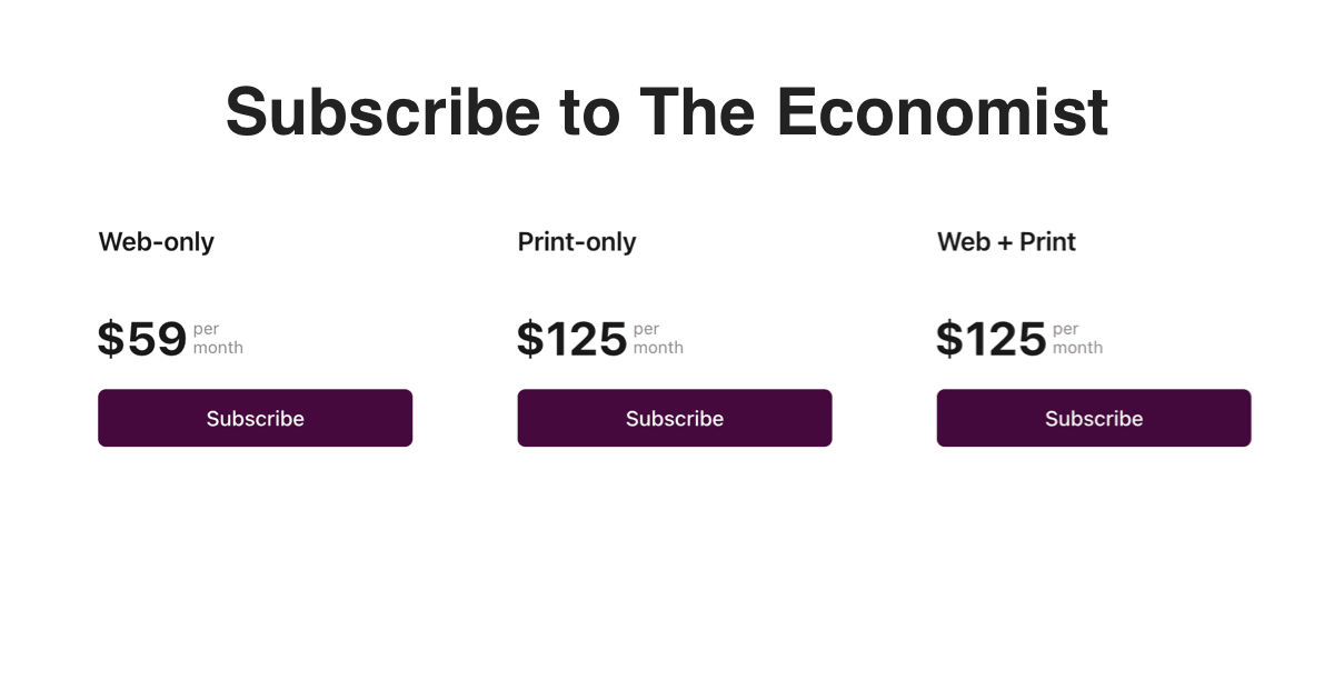 Three options: web only for $59, print only for $125, or web + print for $125
